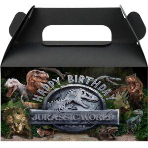 Birthday Party Favor Boxes, Dinosaur Theme Gift Treat Boxes, Pack of 10, Black